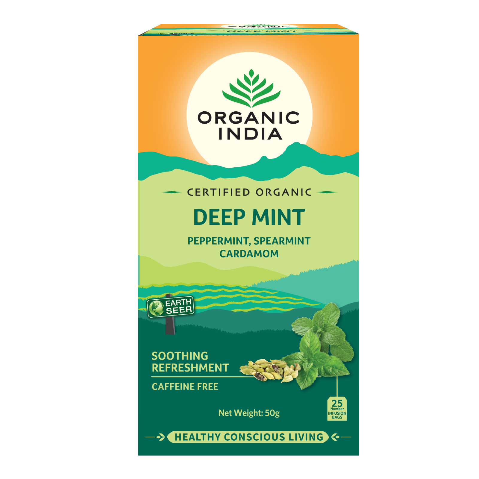 Organic India Deep Mint 25 Tea bags - Pack of 5 - FREE SHIPPING